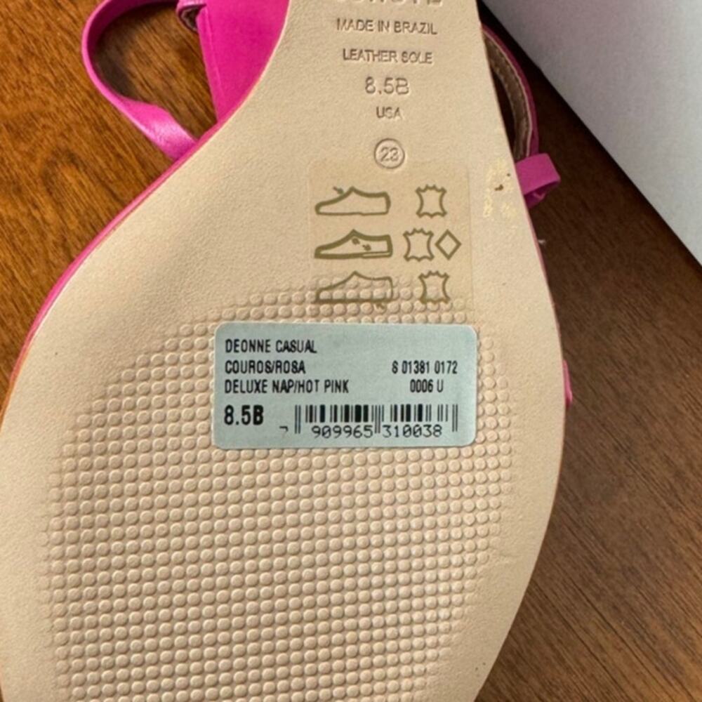 New Schutz Deonne Nappa Leather Wedge Sandals in Hot Pink Women's Size 8.5 - Picture 8 of 8